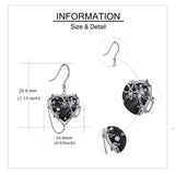 Sterling Silver Heart Gothic Witches Dangle Earrings