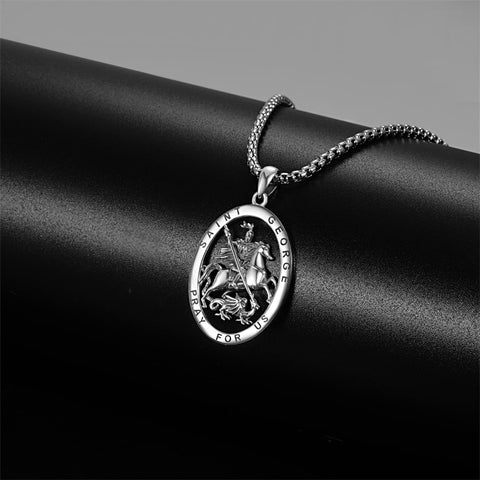 925 Sterling Silver Patron Saint Medals | Amulet Necklace Protection Jewelry for Men with 2.5mm 22"+2" Chain