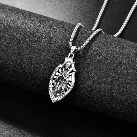 925 Sterling Silver Patron Saint Medals | Amulet Necklace Protection Jewelry for Men with 2.5mm 22"+2" Chain