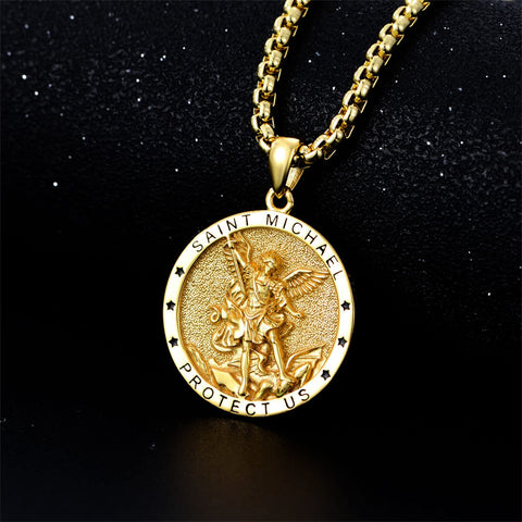 Sterling Silver St Michael St Christopher Pendant Necklace for Men