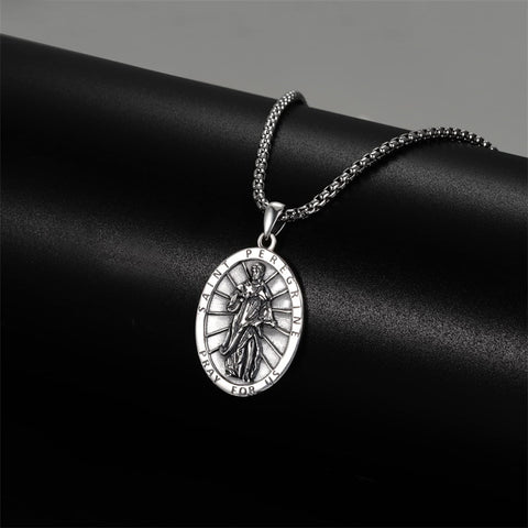 925 Sterling Silver Patron Saint Medals | Amulet Necklace Protection Jewelry for Men with 2.5mm 22"+2" Chain