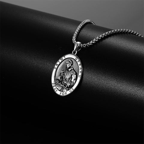 925 Sterling Silver Patron Saint Medals | Amulet Necklace Protection Jewelry for Men with 2.5mm 22"+2" Chain