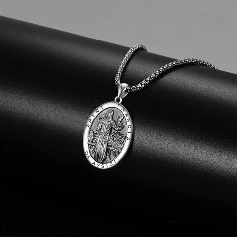 925 Sterling Silver Patron Saint Medals | Amulet Necklace Protection Jewelry for Men with 2.5mm 22"+2" Chain