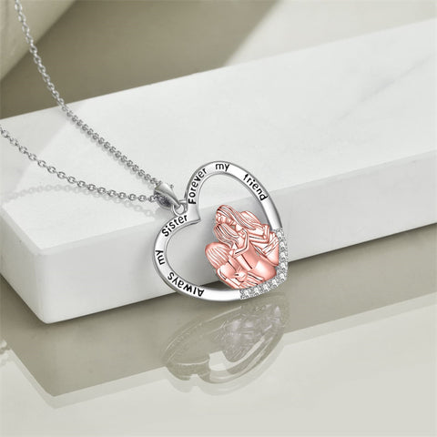 Sterling Silver Sister Pendant Necklace Engraved With Always My Sister forever My Friend