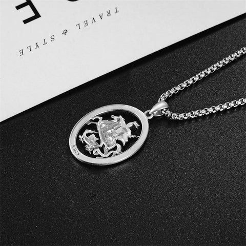 925 Sterling Silver Patron Saint Medals | Amulet Necklace Protection Jewelry for Men with 2.5mm 22"+2" Chain