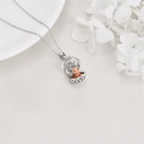 Fox Necklace Sterling Silver Easter Egg Necklace Fox Pendant Animal Jewelry Gifts for Women Girls Birthday Graduation Gift