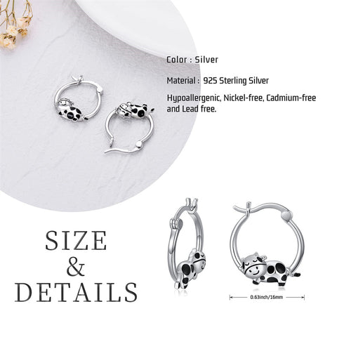 Sterling Silver Cow Hoop Earrings