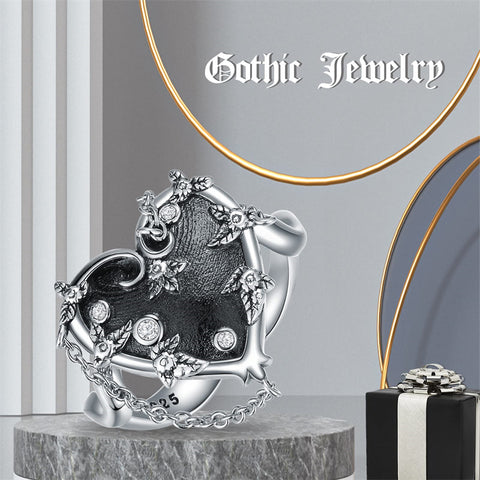 Sterling Silver Witch Heart Nature Ring