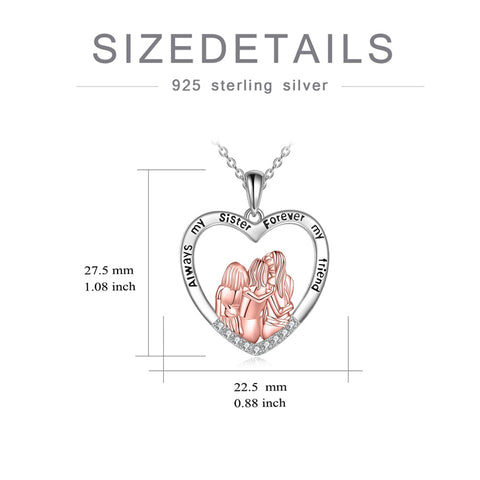 Sterling Silver Sister Pendant Necklace Engraved With Always My Sister forever My Friend
