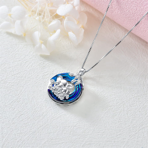 Sterling Silver Crystal Elephant Pendant Necklace