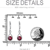 Dangle Drop Infinity Earrings 925 Sterling Silver Leverback Birstone Earrings 18K White Gold Jewelry for Women Girls