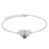 S925 Sterling Silver Bee Anklet for Women Girl Boho Beach Charm Adjustable Foot Ankle Bracelet Jewelry Birthday Gift animal anklets enjoy life creative 